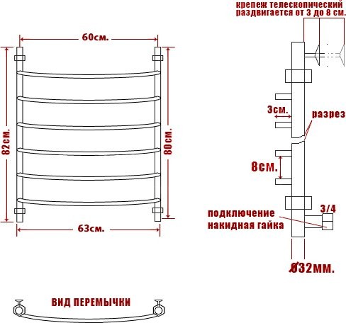 Полотенцесушитель электрический Ника Arc ЛД 80/60 прав
