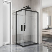 Душевой уголок Kubele DE019 RC-CLN-BLMT 100х90 см, профиль матовый черный