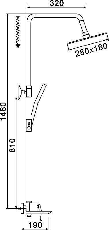 Душевая стойка Rose R2736H черная