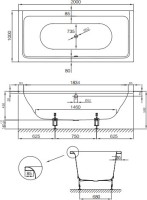 Стальная ванна Bette Free 200x100 см, встраиваемая, на ножках, с шумоизоляцией