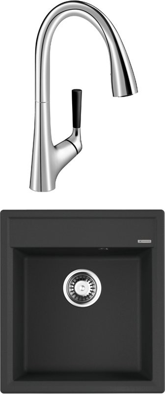 Комплект Мойка Omoikiri Daisen 46-BL черная + Смеситель Jacob Delafon Malleco E562-CP