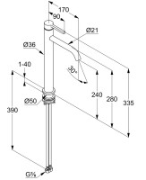 Смеситель для раковины Kludi Nova Fonte Pura 20298N215 черный брашированный