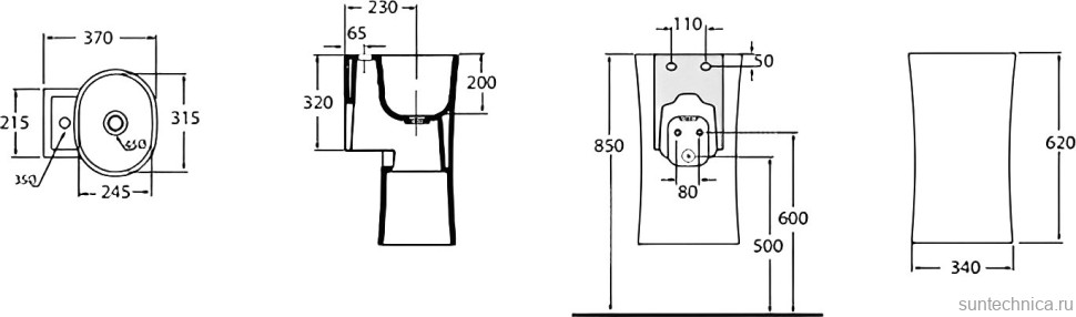 Раковина подвесная Azzurra Nativo LALS035370NM/(NAT200/1 bi)*1 34 белая, овальная, фаянс