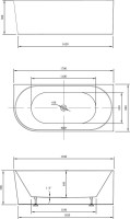 Акриловая ванна Vincea VBT-402-1700R 170x80 см, правая, пристенная, белая, асимметричная, на ножках, со сливом-переливом
