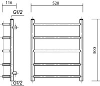 Полотенцесушитель электрический Domoterm Калипсо П5 50x50, хром, L