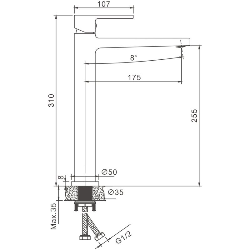 Смеситель для раковины BELZ B658 B11658 хром