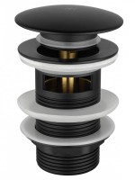 Донный клапан для раковины Wonzon & Woghand WW-88SS01-MB с переливом, матовый черный
