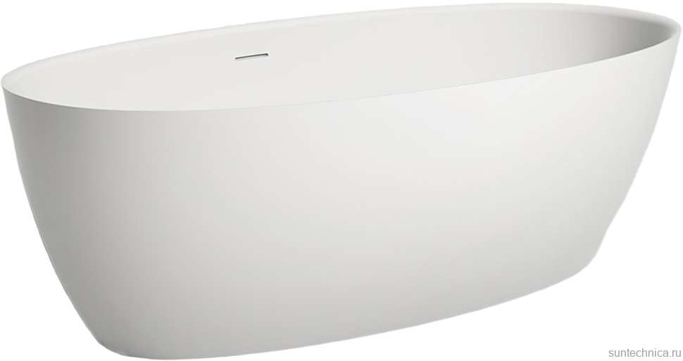 Ванна из искусственного камня Salini Alda 180x90 см, отдельностоящая, матовая белая, овальная, со сливом-переливом, с донным клапаном