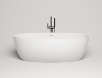 Ванна из искусственного камня Salini Alda 180x90 см, отдельностоящая, матовая белая, овальная, со сливом-переливом, с донным клапаном