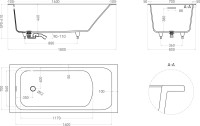 Ванна из искусственного камня Salini Orlanda Kit S-Stone 180x80 см, встраиваемая, матовая белая, на ножках, со сливом-переливом