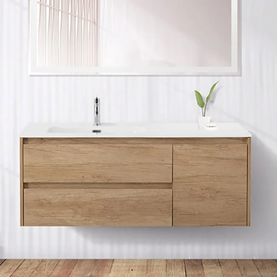 Тумба с раковиной BelBagno Kraft 120 L, 2 ящика, дверца, Rovere Tabacco