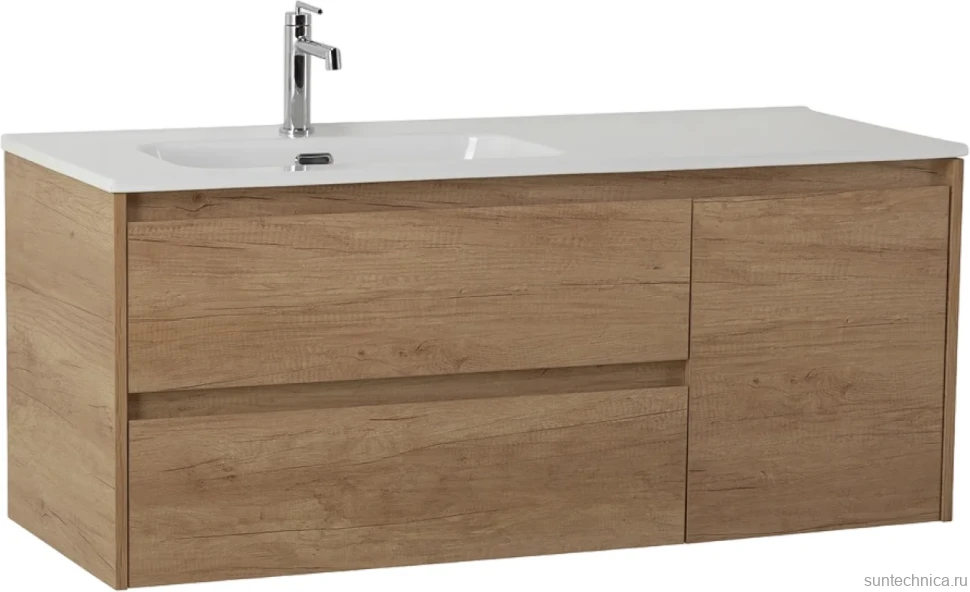 Тумба с раковиной BelBagno Kraft 120 L, 2 ящика, дверца, Rovere Tabacco