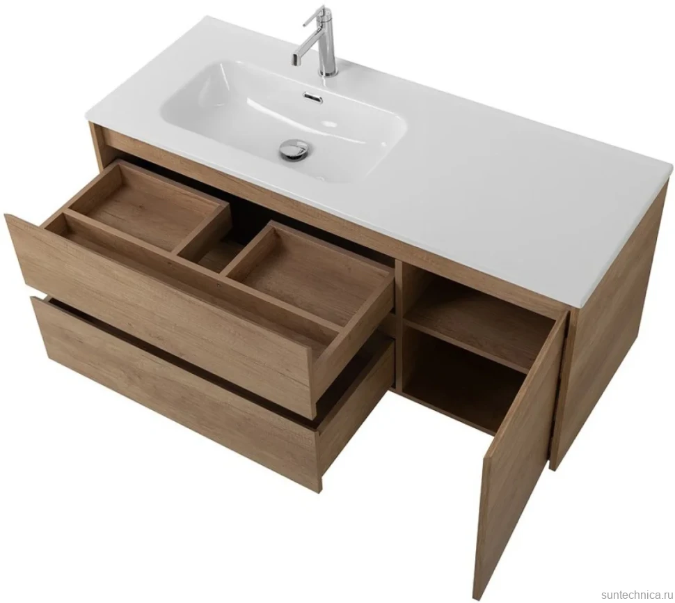 Тумба с раковиной BelBagno Kraft 120 L, 2 ящика, дверца, Rovere Tabacco