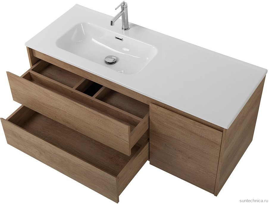 Тумба с раковиной BelBagno Kraft 120 L, 2 ящика, дверца, Rovere Tabacco