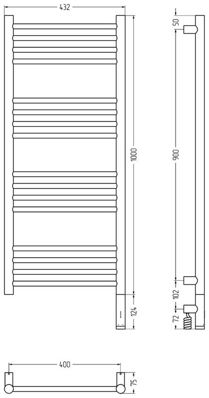 Полотенцесушитель электрический Сунержа Богема 3.1 15-6005-1040 110x45 см, подключение справа, темный титан муар, лесенка