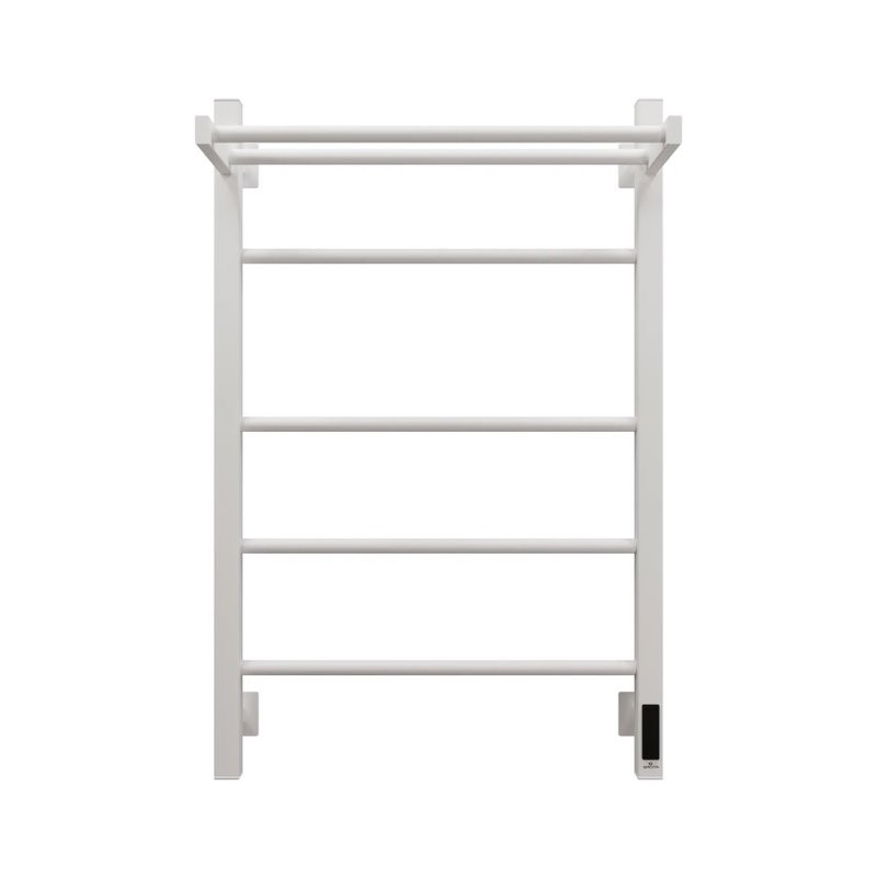 Полотенцесушитель электрический Grota Alto 530х800 RAL9016 EL 80x55 см, подключение справа, слева, скрытое подключение справа, матовый белый, лесенка, из стали, с полкой