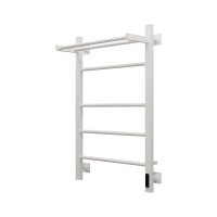 Полотенцесушитель электрический Grota Alto 530х800 RAL9016 EL 80x55 см, подключение справа, слева, скрытое подключение справа, матовый белый, лесенка, из стали, с полкой