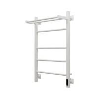 Полотенцесушитель электрический Grota Alto 530х800 RAL9016 EL 80x55 см, подключение справа, слева, скрытое подключение справа, матовый белый, лесенка, из стали, с полкой