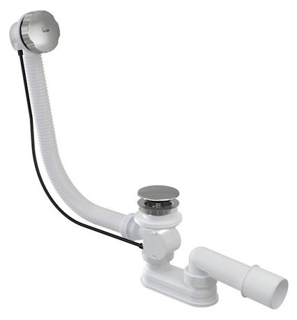 Слив-перелив для ванны AlcaPlast A55КM 52 мм, полуавтомат, хром, с сифоном