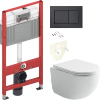 Комплект Унитаз подвесной Ceramicanova UP Rimless CN4007 белый + Инсталляция TECE Now 9400414 4 в 1 с кнопкой смыва