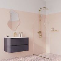 Комплект для ванной IDDIS Aiger Душевая стойка IDDIS Aiger AIGMG3Fi06 + Смеситель для раковины AIGMG00i01, золотой матовый