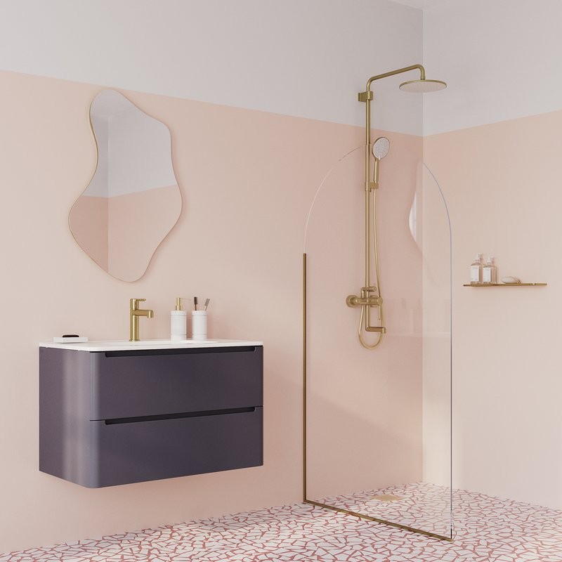 Комплект для ванной IDDIS Aiger Душевая стойка IDDIS Aiger AIGMG3Fi06 + Смеситель для раковины AIGMG00i01, золотой матовый