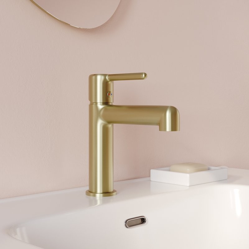 Комплект для ванной IDDIS Aiger Душевая стойка IDDIS Aiger AIGMG3Fi06 + Смеситель для раковины AIGMG00i01, золотой матовый