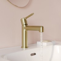 Комплект для ванной IDDIS Aiger Душевая стойка IDDIS Aiger AIGMG3Fi06 + Смеситель для раковины AIGMG00i01, золотой матовый