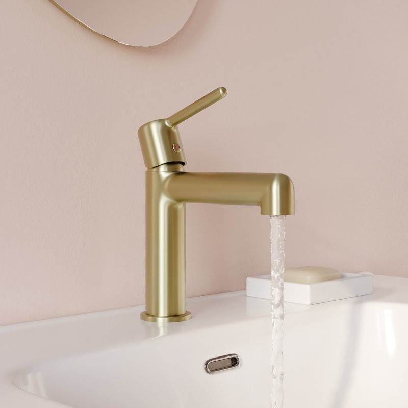 Комплект для ванной IDDIS Aiger Душевая стойка IDDIS Aiger AIGMG3Fi06 + Смеситель для раковины AIGMG00i01, золотой матовый