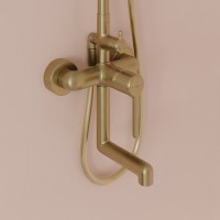 Комплект для ванной IDDIS Aiger Душевая стойка IDDIS Aiger AIGMG3Fi06 + Смеситель для раковины AIGMG00i01, золотой матовый