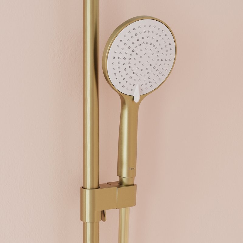 Комплект для ванной IDDIS Aiger Душевая стойка IDDIS Aiger AIGMG3Fi06 + Смеситель для раковины AIGMG00i01, золотой матовый