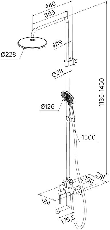Комплект для ванной IDDIS Aiger Душевая стойка IDDIS Aiger AIGMG3Fi06 + Смеситель для раковины AIGMG00i01, золотой матовый