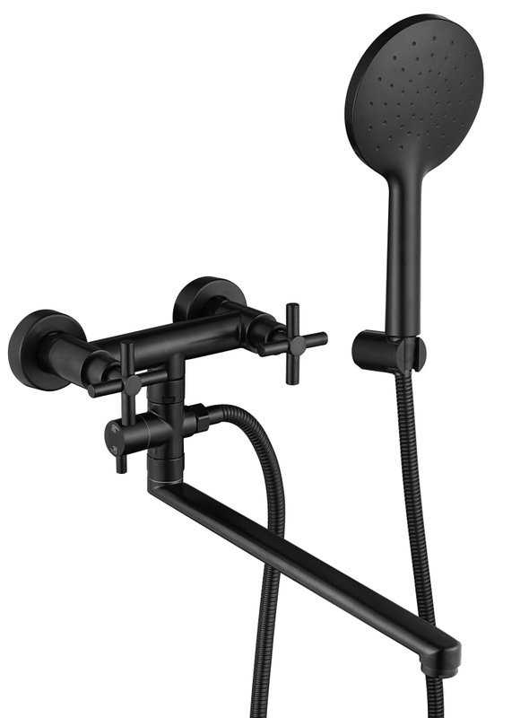 Смеситель с длинным изливом для ванны Fmark FS8424H черный