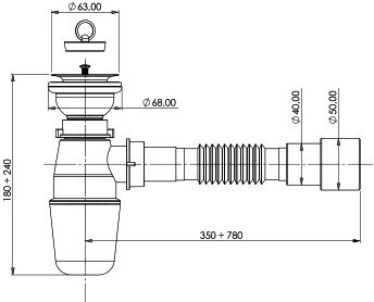 Сифон для раковины EWRIKA 0301003024 32 мм, бутылочный, матовый белый