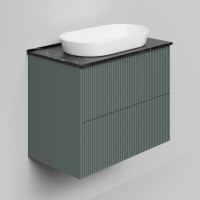 Тумба под раковину со столешницей La Fenice Terra Twin 80 подвесная, grigio, столешница черный мрамор