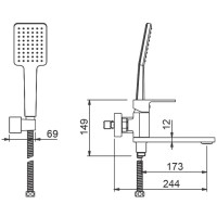 Смеситель для ванны с душем Gappo G83-8 G3283-8 белый, хром