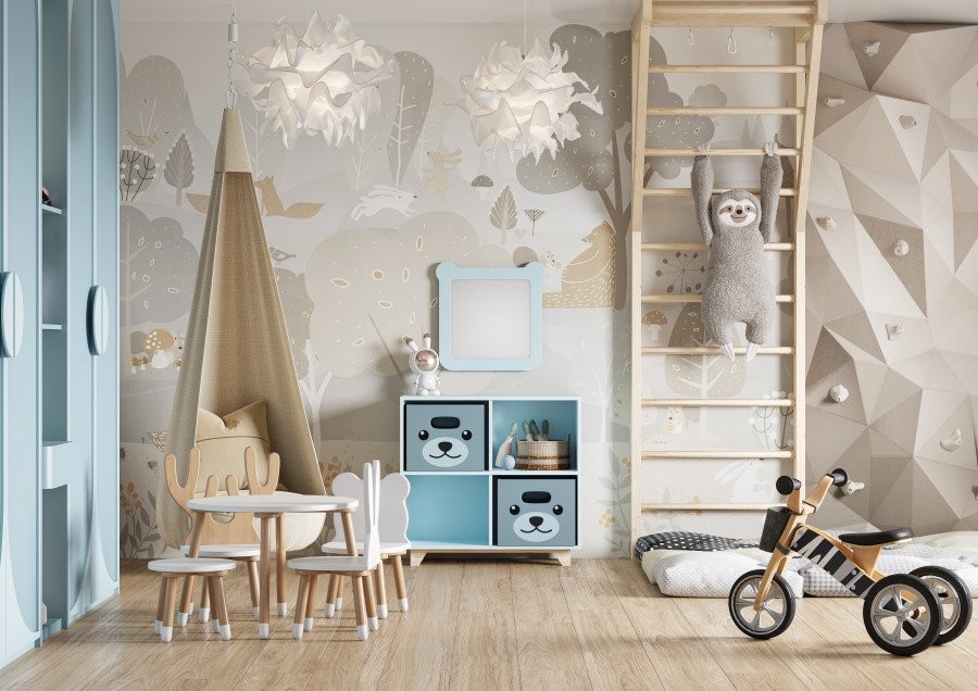 Зеркало AQUATON Каспер Мишка квадратное, голубое матовое