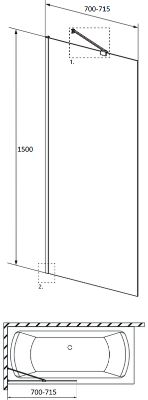 Шторка на ванну Radaway Idea PNJ II 70