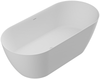 Ванна из искусственного камня Cezares Relax Solid Surface 170x80 см, отдельностоящая, матовая белая, овальная, со сливом-переливом, с донным клапаном