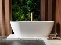 Ванна из искусственного камня Cezares Relax Solid Surface 170x80 см, отдельностоящая, матовая белая, овальная, со сливом-переливом, с донным клапаном