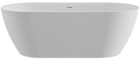 Ванна из искусственного камня Cezares Relax Solid Surface 170x80 см, отдельностоящая, матовая белая, овальная, со сливом-переливом, с донным клапаном