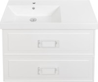 Тумба с раковиной La Fenice Cubo Twin 90 L bianco, ручки белые, раковина Cubo 90 L