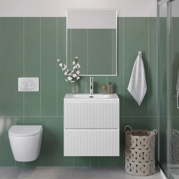 Мебель для ванной комнаты BelBagno Uno-mini 60 подвесная, 2 ящика, bianco opaco