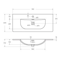 Мебель для ванной комнаты BelBagno Uno-mini 90 подвесная, 2 ящика, bianco opaco