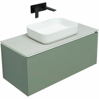 Тумба с раковиной Allen Brau Infinity 100 1+1, подвесная, олива матовый, столешница серый структ