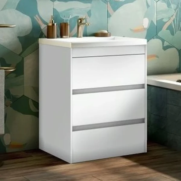 Тумба с раковиной Art&Max Family 60, напольная, Bianco Lucido