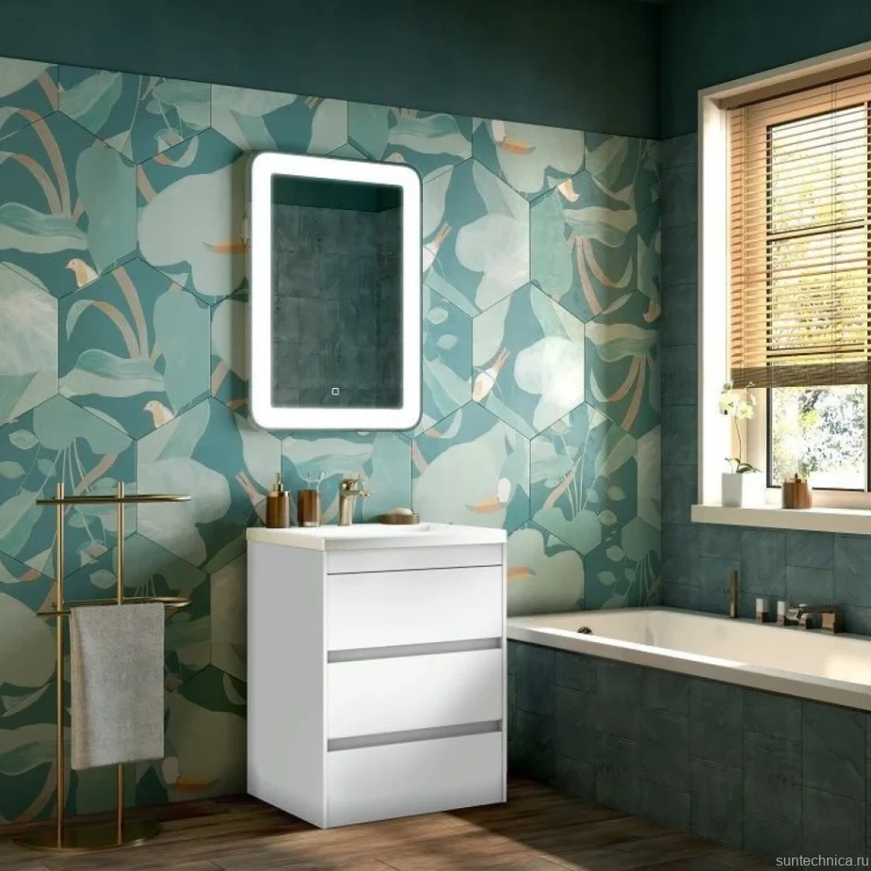 Тумба с раковиной Art&Max Family 60, напольная, Bianco Lucido