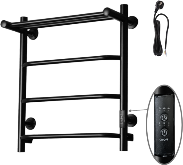 Полотенцесушитель электрический Тругор Пэк сп 6 П 60х50 с выключателем, черный