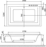 Акриловая ванна Excellent Crown Lux Ultra 190x120 см, встраиваемая, с гидромассажем, белая, с каркасом, для двоих, со сливом-переливом, фурнитура золото