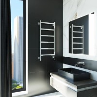 Полотенцесушитель электрический Grota Soffi K 430х1000 NP EL 100x45 см, подключение справа, слева, скрытое подключение справа, глянцевый хром, лесенка